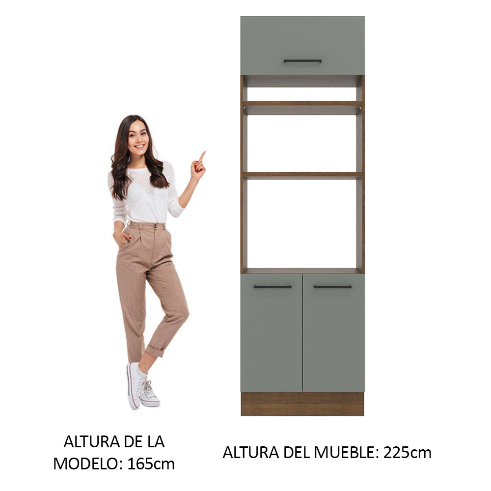 Mueble de Cocina para Horno 70 x 60 cm 3 Puertas Marrón/Gris Agata Madesa