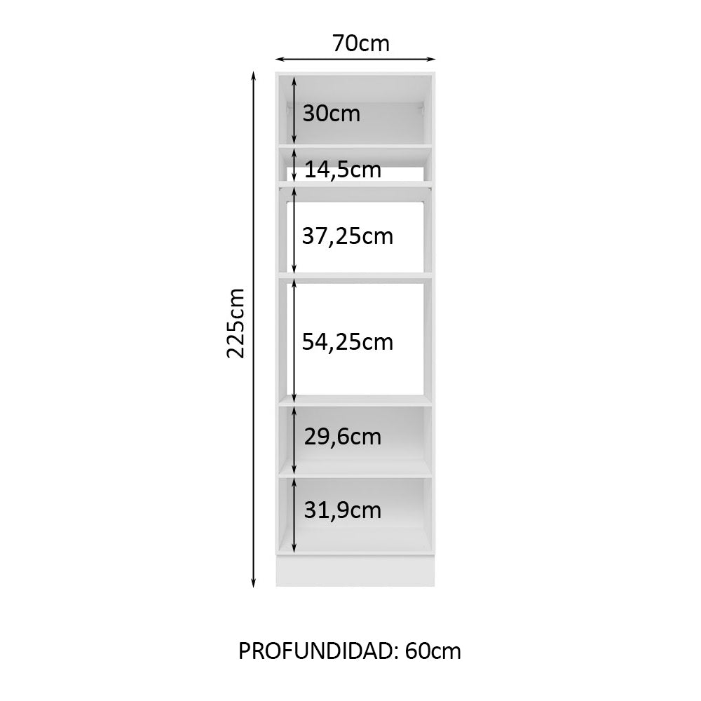 Mueble de cocina para Horno/ Microondas 70 cm Sin cajones 3 Puertas Lux Blanco/Blanco