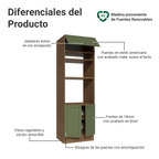 Mueble de cocina para Horno/Microondas 70 x 60 cm 3 Puertas Marrón/Verde Vik Madesa