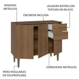 Bajo Mesada para Bacha 3 Puertas y 2 Cajones 105cm Marrón Gourmet