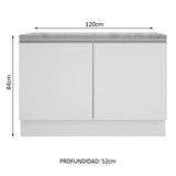 Bajo Mesada Cocina 120 cm 2 Puertas (Con Mesada) Blanco Glamy Madesa