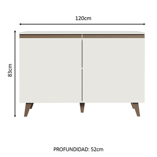 Bajo Mesada 120 cm 2 Puertas con Patas Blanco Reims Madesa