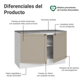 Bajo Mesada Cocina 120 cm (Con Mesada) Blanco/Crema Vik Madesa