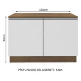 Bajo Mesada para Bacha 120 cm 2 Puertas (con Tapa) Glamy Marrón/Blanco