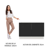 Bajo Mesada para Bacha 120 cm 2 Puertas (Sin Mesada y Bacha) Blanco/Negro Agata Madesa