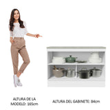 Bajo Mesada Cocina 120 cm 2 Puertas (Con Mesada) Blanco/Negro Agata Madesa