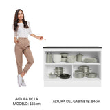 Bajo Mesada Cocina 100% MDF 120 cm 2 Puertas (Con Mesada) Blanco/Negro Acordes Madesa