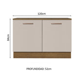 Bajo Mesada Cocina 120 cm 2 Puertas (Con Mesada) Marrón/Crema Agata Madesa