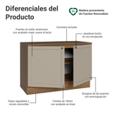 Bajo Mesada Cocina 120 cm (Con Mesada) Marrón/Crema Vik Madesa