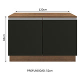 Bajo Mesada para Bacha 120 cm 2 Puertas (Con Tapa) Glamy Marrón/Negro
