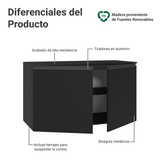 Bajo Mesada de Cocina 120 cm 2 Puertas Flotante Negro Nice Madesa