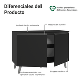 Bajo Mesada de Cocina 120 cm 2 Puertas con Patas Negro Nice Madesa