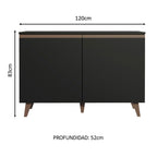 Bajo Mesada 120 cm 2 Puertas con Patas Negro Reims Madesa