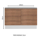 Bajo Mesada para Bacha 120 cm 2 Puertas (Sin Tapa ni Bacha) Blanco/Marrón Glamy