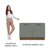 Bajo Mesada 120 cm Sin cajones 2 Puertas Agata Marrón/Gris