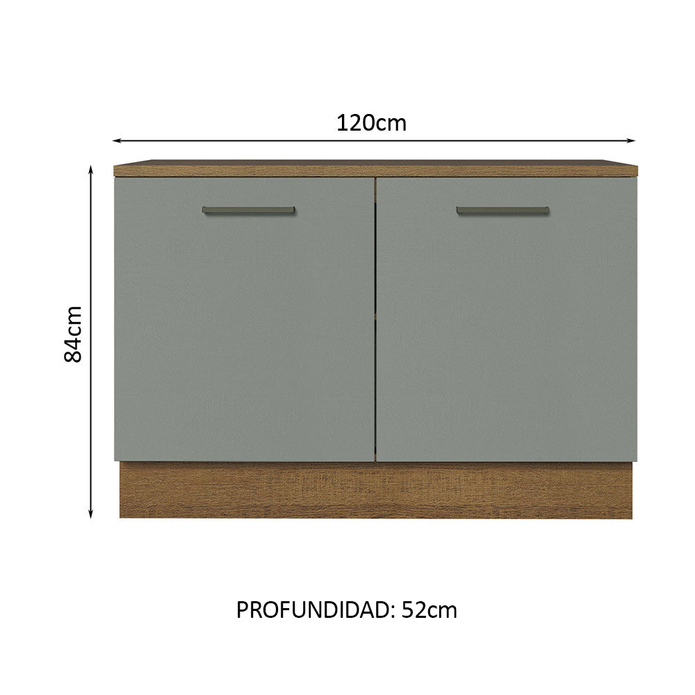 Bajo Mesada Cocina 120 cm 2 Puertas (Con Mesada) Marrón/Gris Agata Madesa