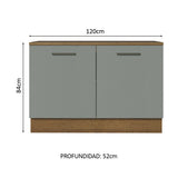 Bajo Mesada Cocina 120 cm 2 Puertas (Con Mesada) Marrón/Gris Agata Madesa