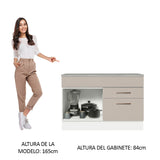Bajo Mesada Cocina 120 cm 1 Puerta 2 Cajones (Con Mesada) Blanco/Crema Agata Madesa