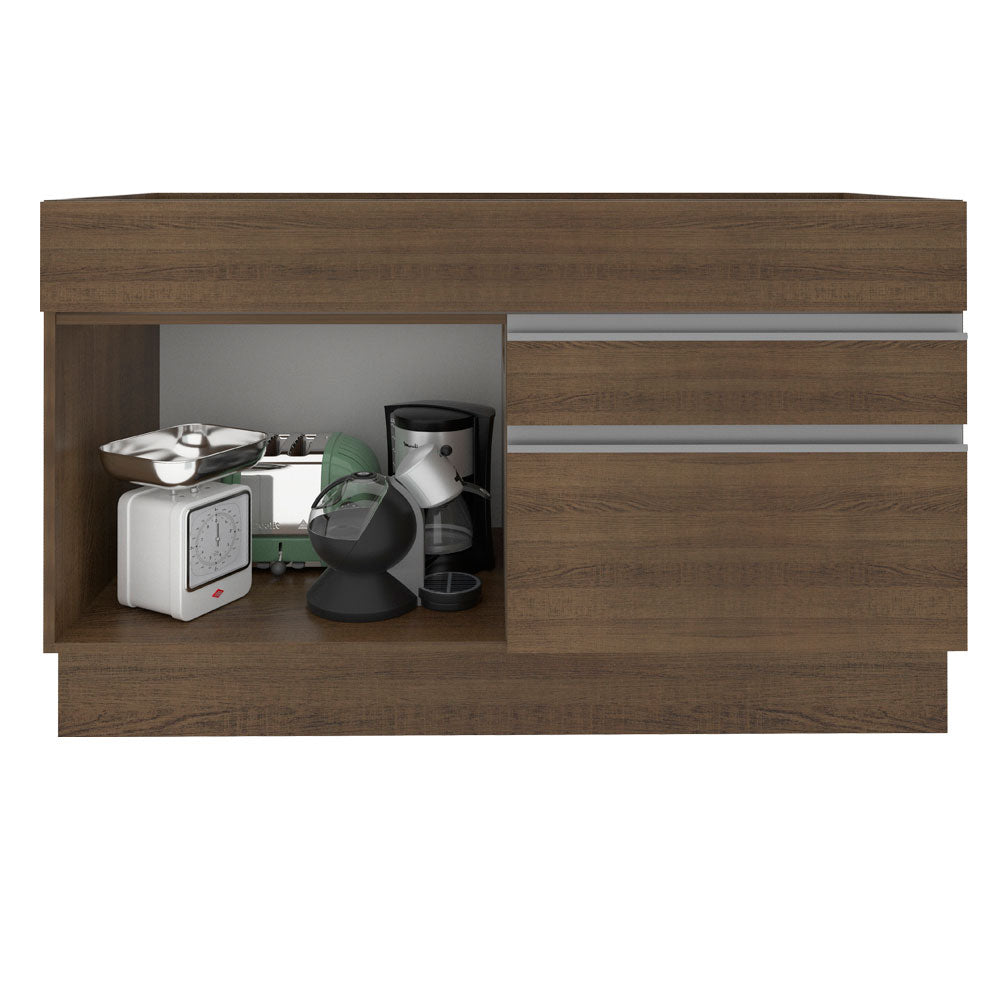 Bajo Mesada 120 x 52 cm 1 Puerta 2 Cajones Sin Mesada Marrón Glamy Madesa