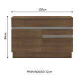 Bajo Mesada para Bacha 120 cm 1 Puerta y 2 Cajones (Con Tapa) Glamy Marrón