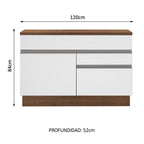 Bajo Mesada 120 x 52 cm 1 Puerta 2 Cajones Marrón/Blanco Glamy Madesa