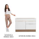 Bajo Mesada para Bacha 120 cm 1 Puerta e 2 Cajones (Sin Mesada y Bacha) Marrón/Blanco Stella Madesa