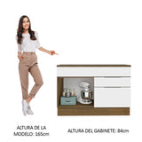 Bajo Mesada Cocina 120 cm 1 Puertas e 2 Cajones (Con Mesada) Marrón/Blanco Stella Madesa