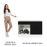Bajo Mesada Cocina 120 cm 1 Puerta e 2 Cajones (Con Mesada) Blanco/Negro Agata Madesa