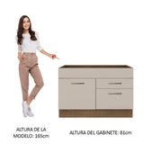 Bajo Mesada para Bacha  120 cm 2 Cajones 1 Puerta (Sin Mesada y Bacha) Marrón/Crema Agata Madesa