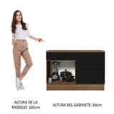 Bajo Mesada Cocina 120 cm 1 Puerta e 2 Cajones (Con Mesada) Marrón/Negro Agata Madesa