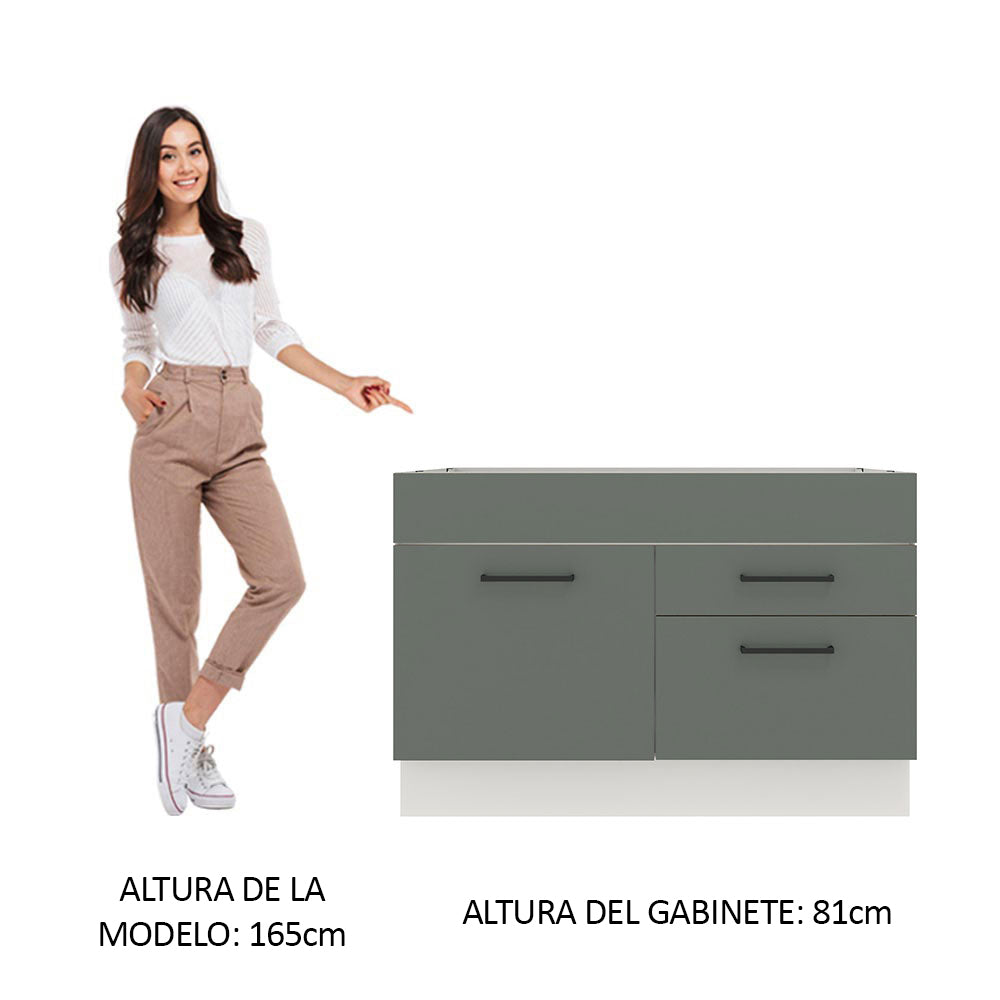 Bajo Mesada para Bacha 120 cm 2 Cajones 1 Puerta (Sin Mesada y Bacha) Blanco/Gris Agata Madesa