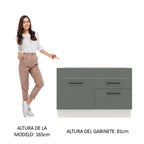 Bajo Mesada 120 x 52 cm 1 Puerta 2 Cajones Sin Mesada Blanco/Gris Agata Madesa