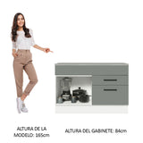 Bajo Mesada Cocina 120 cm 1 Puerta 2 Cajones (Con Mesada) Blanco/Gris Agata Madesa