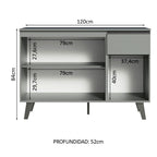 Bajo Mesada 120 cm 3 Puertas 1 Cajón con Patas Gris Nice Madesa