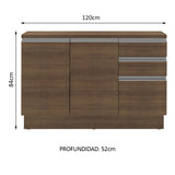 Bajo Mesada para Bacha 120 cm 2 Puertas y 3 Cajones (Con Tapa) Glamy Marrón