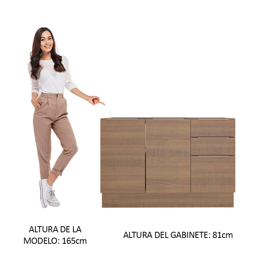 Bajo Mesada 120 cm 3 Cajones 2 Puertas Stella Marrón