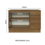 Bajo Mesada Cocina 120 cm 3 Cajones 2 Puertas (Con Mesada) Marrón Stella Madesa