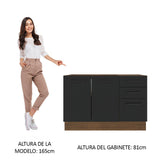Bajo Mesada para Bacha 120 cm 3 Cajones 2 Puertas (Sin Mesada y Bacha) Marrón/Negro Agata Madesa