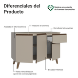 Bajo Mesada para Bacha 120 cm 3 Puertas 1 Cajón Con Patas Nice Crema