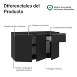 Bajo Mesada de Cocina 120 cm 3 Puertas 1 Cajón Flotante Negro Nice Madesa