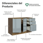 Bajo Mesada para Bacha 120 cm 2 Puertas 3 Cajones (Sin Mesada) Marrón/Gris Lux Madesa