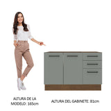 Bajo Mesada para Bacha 120 cm 3 Cajones 2 Puertas (Sin Mesada y Bacha) Marrón/Gris Agata Madesa