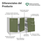 Bajo Mesada 120 x 52 cm 2 Puertas 3 Cajones Sin Mesada Blanco/Verde Vik Madesa