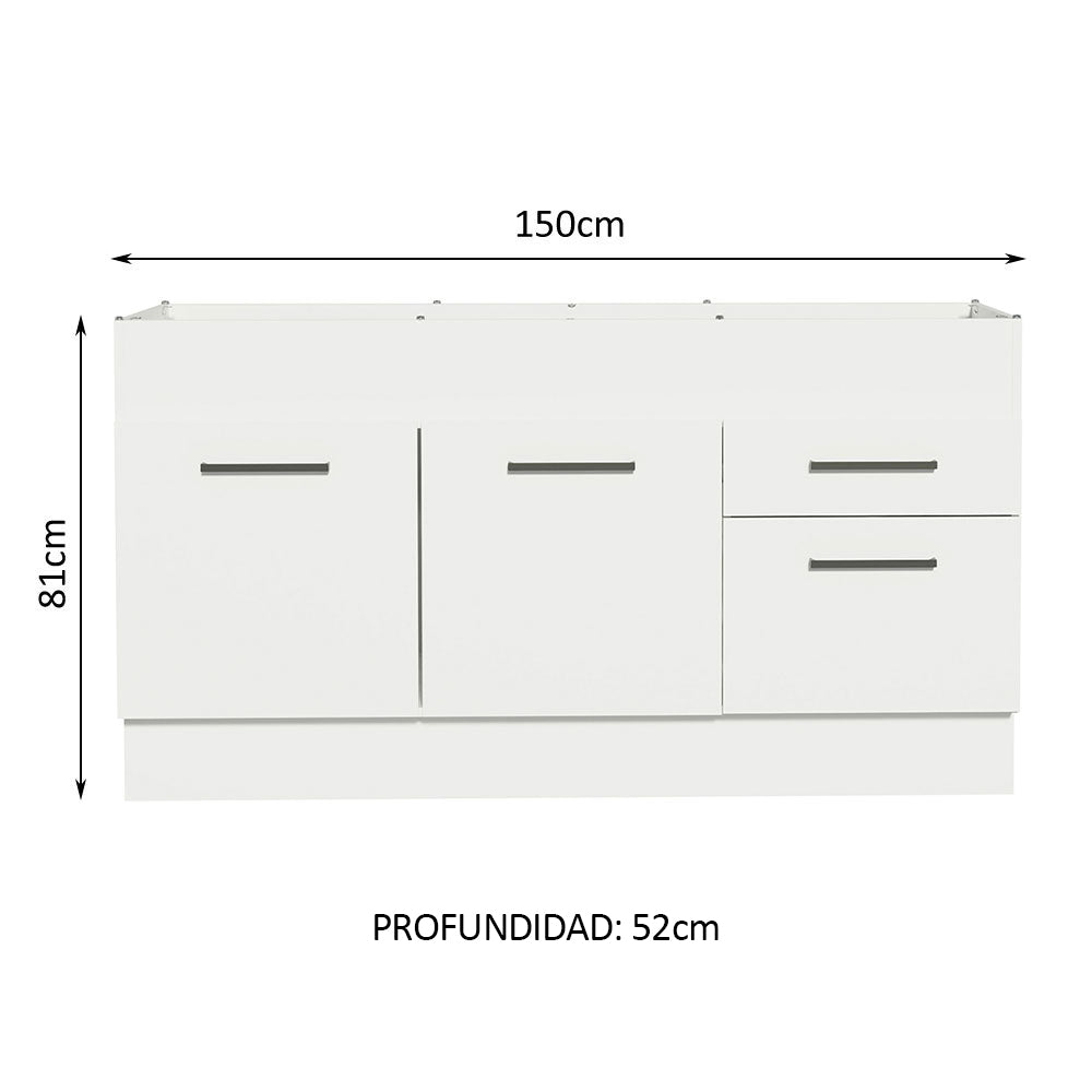 Bajo Mesada para Bacha 150cm (sin Bacha ni Tapa) Agata Blanco