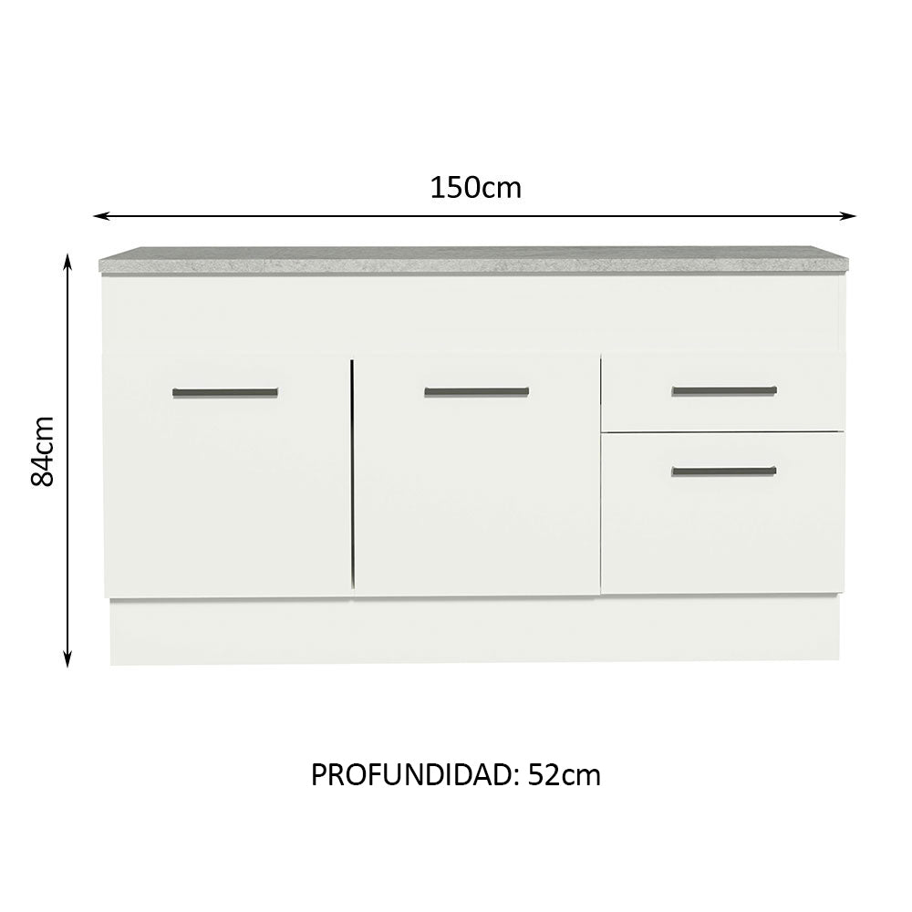 Bajo Mesada para Bacha 150cm (Con Tapa)Agata Blanco