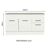 Bajo Mesada para Bacha 150cm (Con Tapa)Agata Blanco