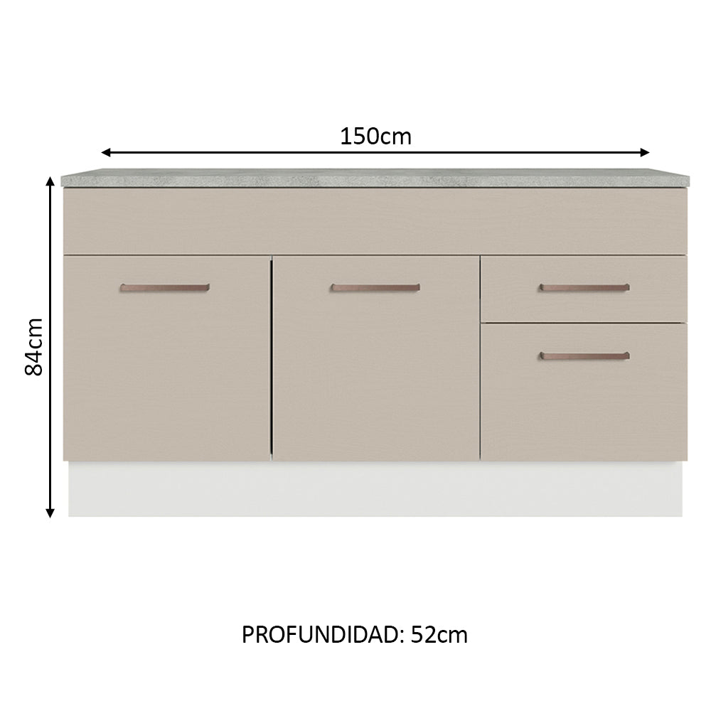 Bajo mesada Madesa Agata 150 Cm 2 Puertas 2 Cajones