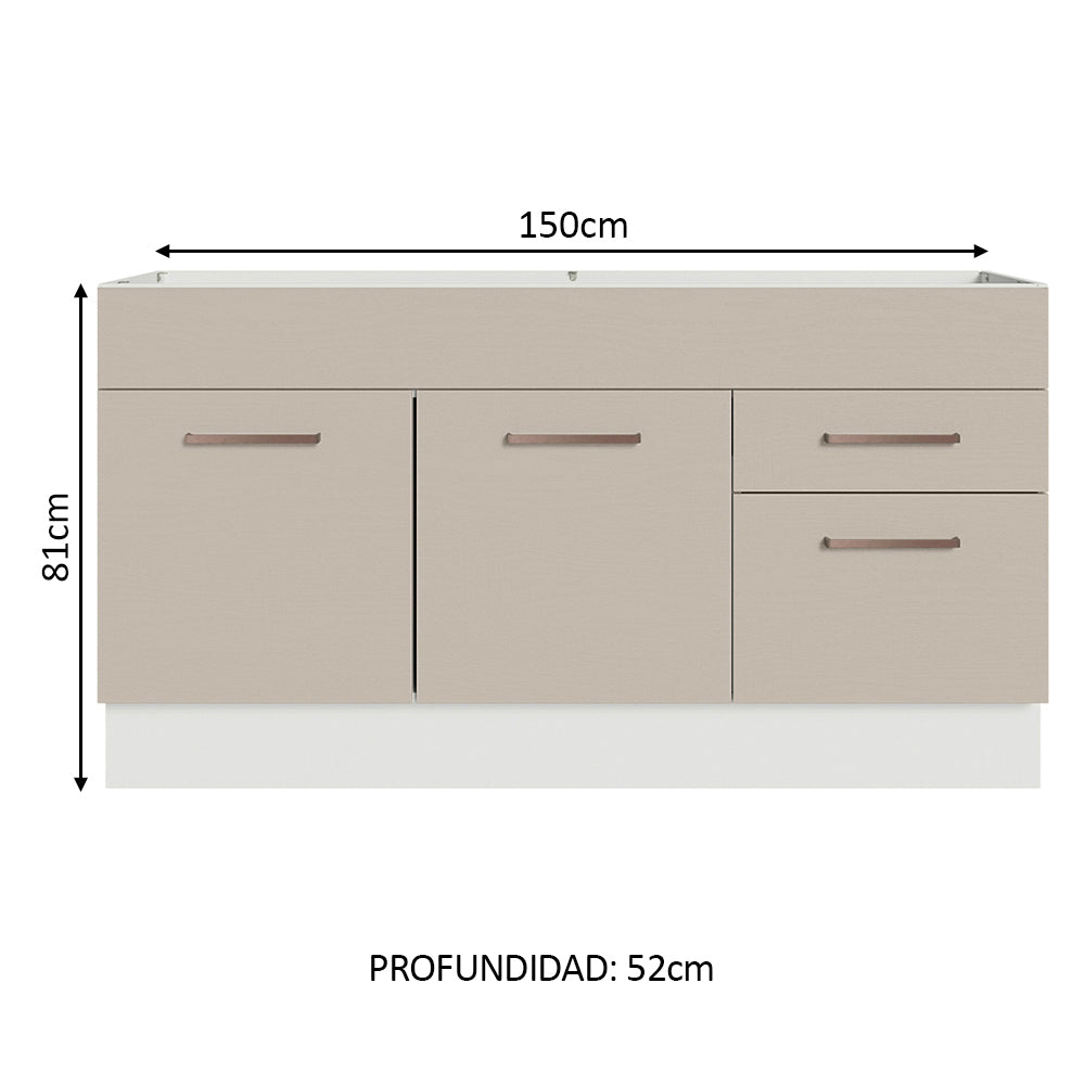 Bajo mesada Madesa Agata 150 Cm 2 Puertas 2 Cajones