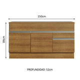 Bajo Mesada para Bacha 150 cm 2 Puertas y 2 Cajones (Con Tapa) Glamy Marrón
