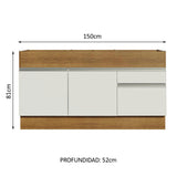 Bajo Mesada para Bacha 150 cm 2 Puertas y 2 Cajones (Sin Tapa Ni Bacha) Glamy Marrón/Blanco